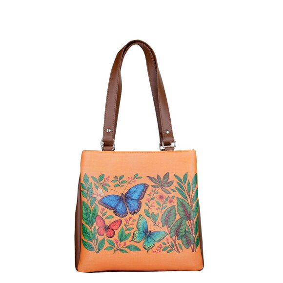 Printed Leather Shoulder Tote Bag for Women – Top Handle Handbag Purse Work - Picture 1 of 9